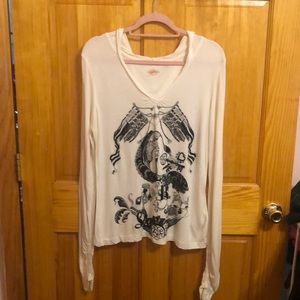 Oilily Hooded LS T-Shirt with sequins and beaded print detail